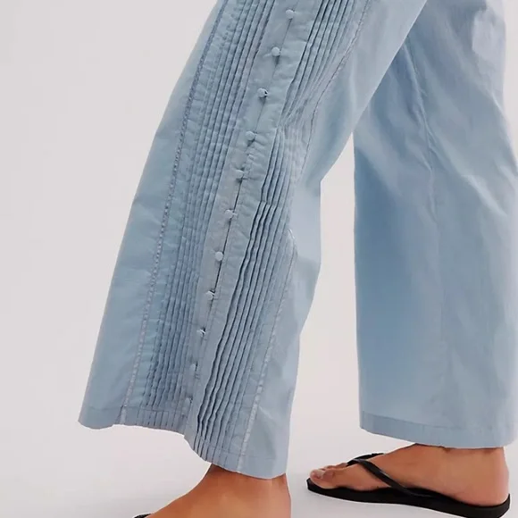 Free People × Nigel Preston Wide Flare Trousers High Rise Light Blue Size XS - Picture 3 of 15